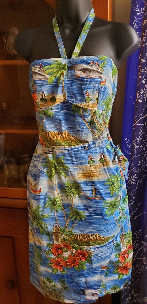 Hawaiian pinup wiggle sarong style dress